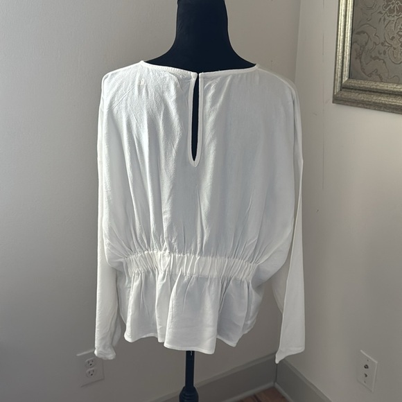Shades of Grey by Micah Cohen white dolman sleeves white linen cotton top Sz M - Picture 3 of 7